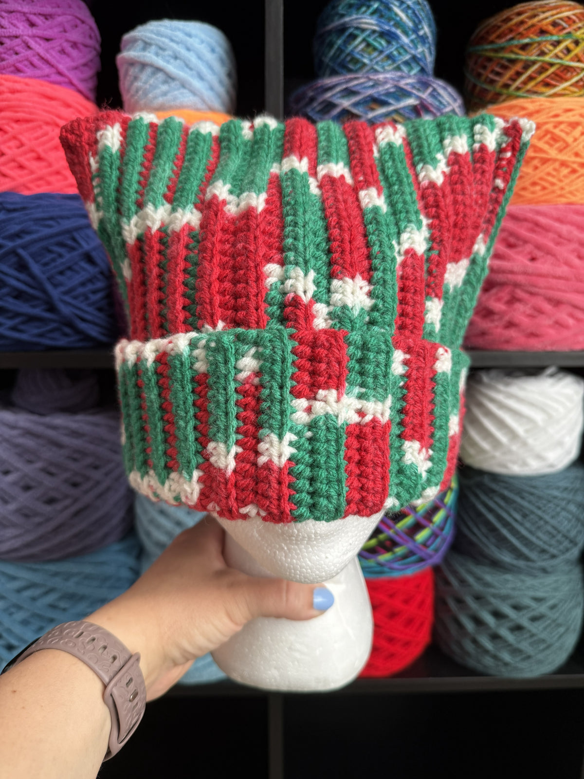 Oversized Christmas Cat Ear Beanie